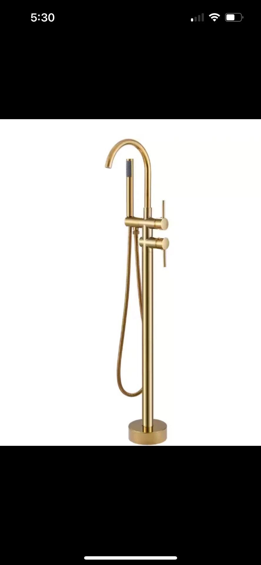 AKLFGN 1-Handle Freestanding Floor Mount Roman Tub Faucet w/Hand Shower in Gold