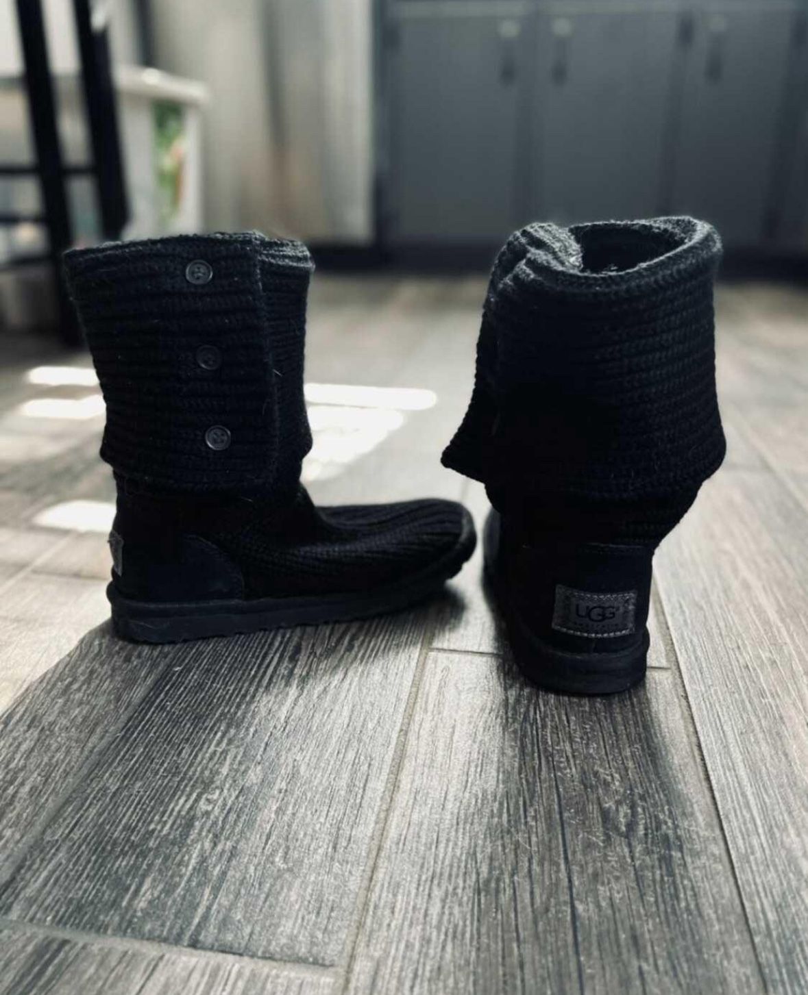 Black Cardy Knit Ugg Boots Size 6