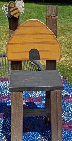 Beehive and Bee Wooden Decorative Garden Chair