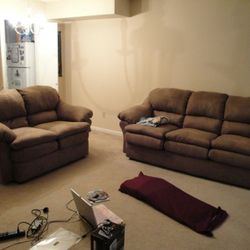 Sleeper sofa, love seat, and foot rest