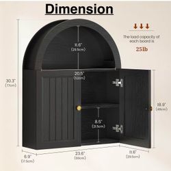 🥨Arched Bathroom Wall Cabinet, 20.3” x 30.5'' Over The Toilet Cabinet with Grille Door, Adjustable Shelf, Wall Mounted Cabinets for Bathroom Laundry 