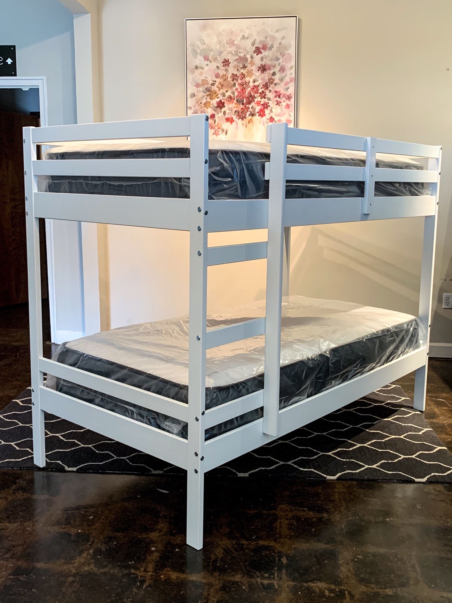 Twin Over Twin Bunk Bed Plus Twin Plush Mattress (Free Delivery )