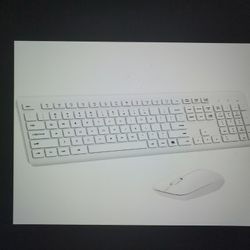 Wireless Keyboard & Mouse Combo-White USB Full-size Ergonomic Silent