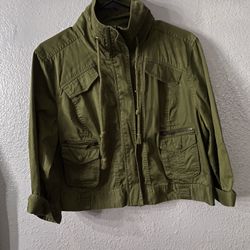 Cropped Green Jean Jacket