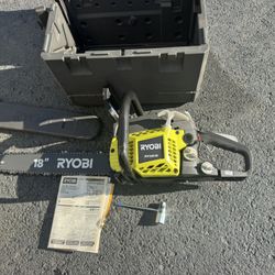 New Ryobi RY3818 Chainsaw 38cc Engine With 18” Cutting Bar. Tested. Must Pickup