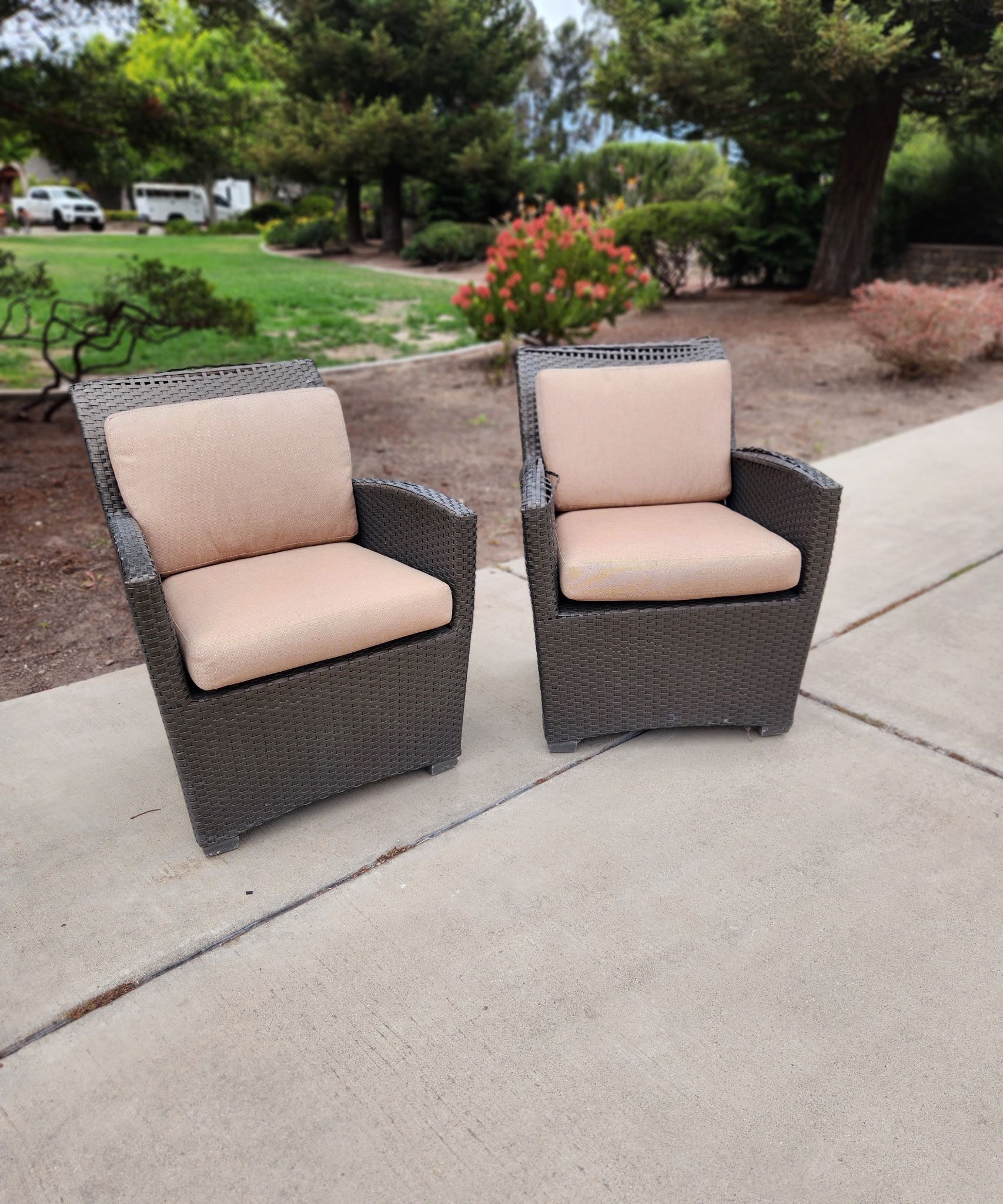 2 Outdoor Chairs With Cushions