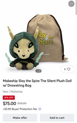 Makeship Slay the Spire The Silent Plush Doll w/ Drawstring Bag.