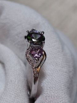 Silver plated 925 Mystic topaz ring size 9