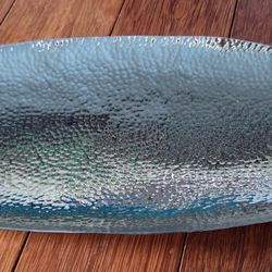 MICHAEL ARAM Hammered Steel Serving Tray Oblong Leaf 17”