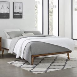 Solid Wood Platform Bed with Under Bed Storage Space, Queen, Walnut