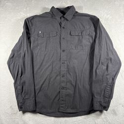 Y2K Element Men’s L Black Plaid Button Up Long Sleeve Shirt Skate #2A