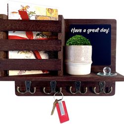 Organizing Shelf/ Chalkboard / Key And Leash Holder/ Mail Organizer 