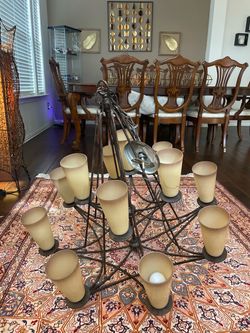 Large Wrought Iron Multi-Light Chandelier