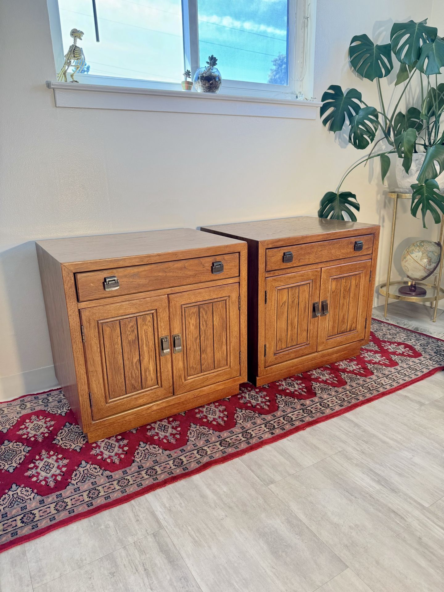 Vintage Mid Century Modern Drexel Wooden Nightstand Pair