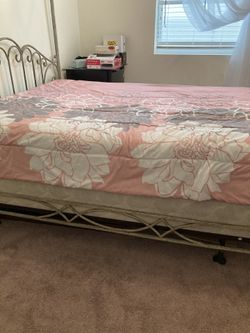 Queen size headboard rails and crowned bed mattress not included