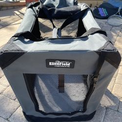 Used once/ almost new EliteField Pet Carrier 4 door soft side, heavy duty steel supported crate 
