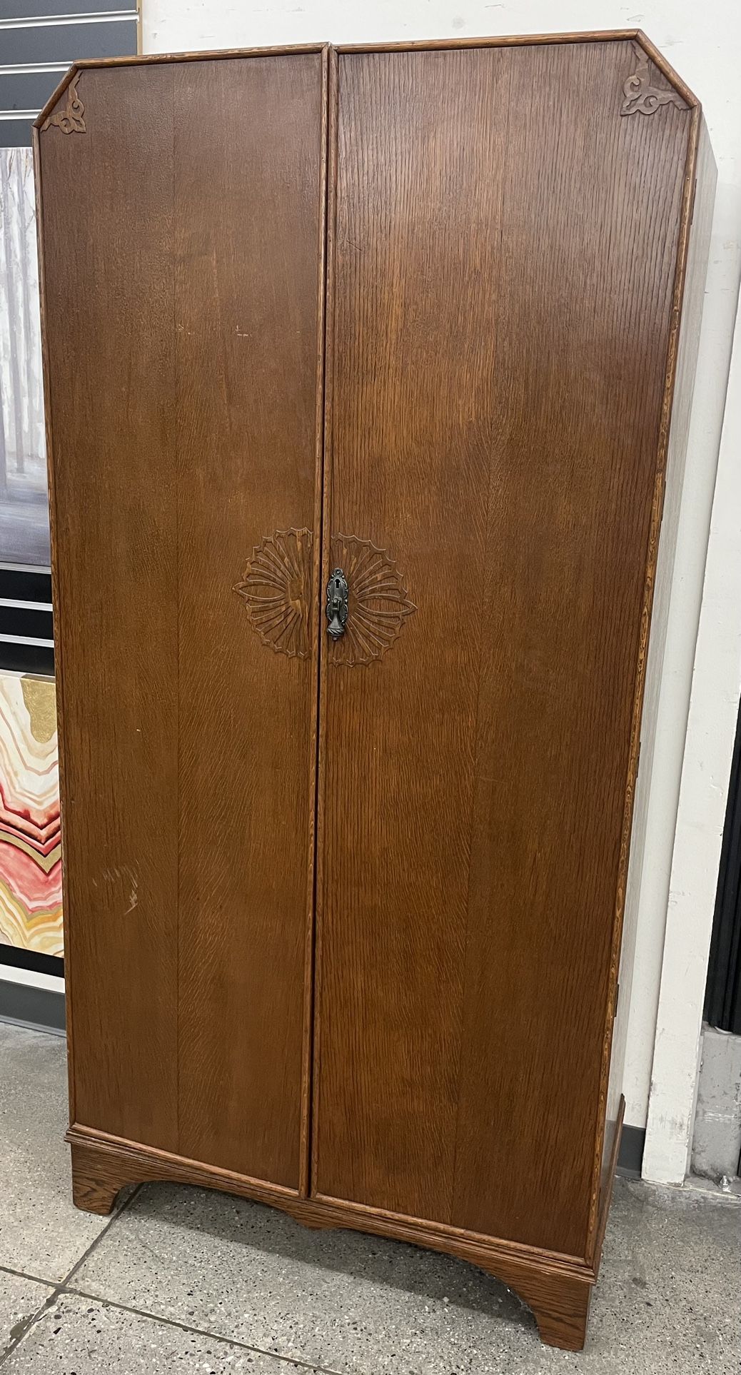 Antique Tigers Oak Armoire
