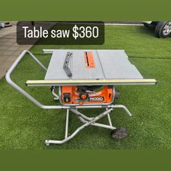 Table Saw $360. Vacuum $75