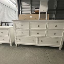White Living Spaces Dresser and Nightstand Set