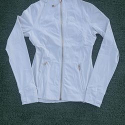 White Lululemon Defined Jacket Gold Zip Up