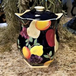 NONNI'S Fruit Embossed Biscotti Canister 11" H