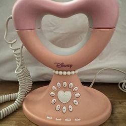 WALT DISNEY PINK PRINCESS HEART SHAPED  HOME CORDED PHONE / TELEPHONE VINTAGE