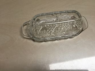 Crystal glass butter dish