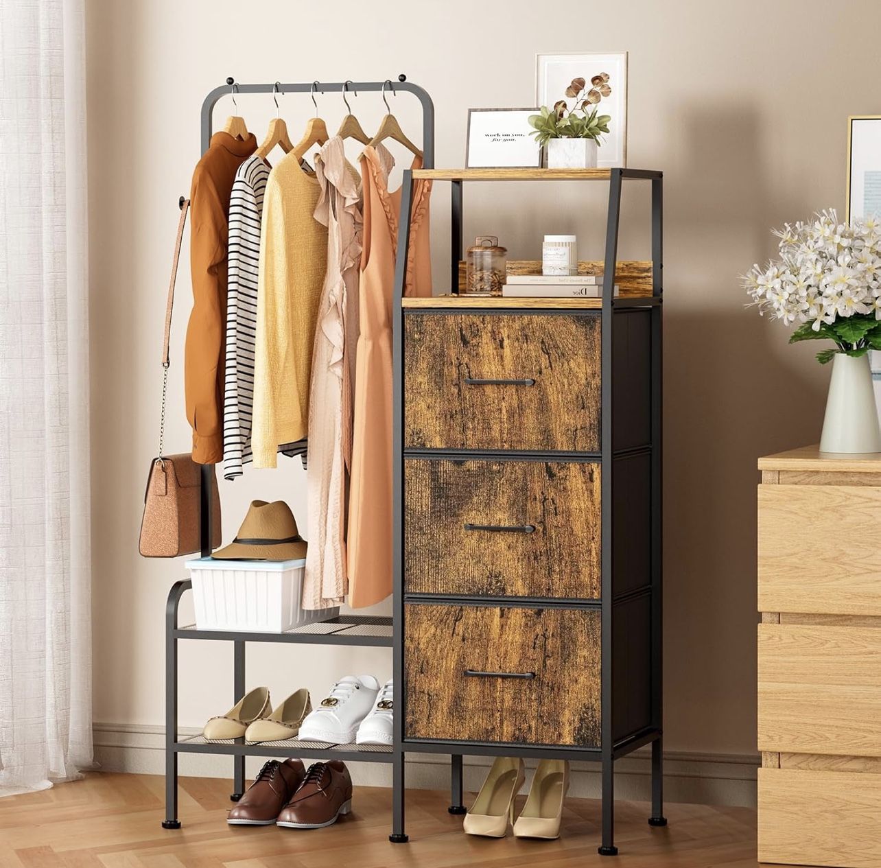 Dresser with Hanging Shelf