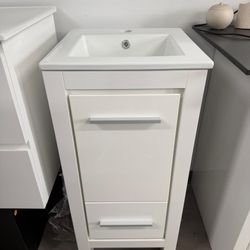16" Solid Wood Freestanding White Bathroom Vanity