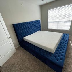 Paris Platform Bed With Storages Blue/Black/Grey/Pink Queen/King New In The Box Same FAST DELIVERY!