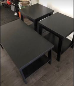 Wood coffee table and side tables