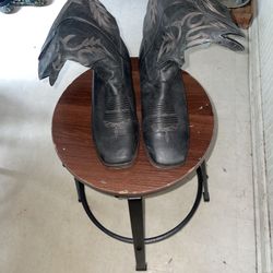 Masterson Boot Co Black Western Cowboy Boots with Embroidered Design