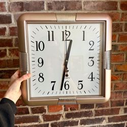 Large Vintage Retro Post Modern Square Wall Clock
