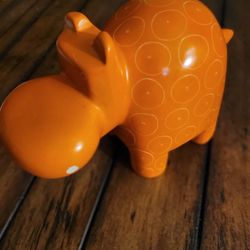 African Hand-Carved Natural Stone HIPPOPOTAMUS, Orange - Made In Kenya -
Vintage! Collectible!