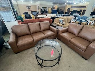 real leather sofa and loveseat