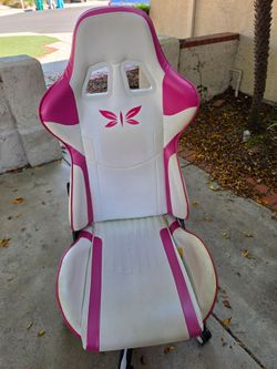 Pink and white gaming chair