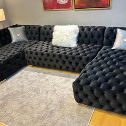 Amora 3pc Black Sectional,  Furniture Couch Livingroom Sofa 🍁🌸
