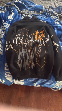 Black Graphic Hoodie with Lightning Design
