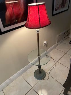 Vintage Floor Lamp With Glass Table