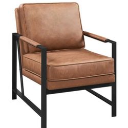 Yaheetech PU Leather Armchair, Retro Leisure Accent Chair, Modern Reading Arm Chair, Retro Brown 🌱