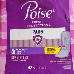 New Poise Fresh Protection Pads
42 pads instantly absorbs