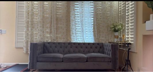 Gray Velvet Chesterfield Tufted Sofa