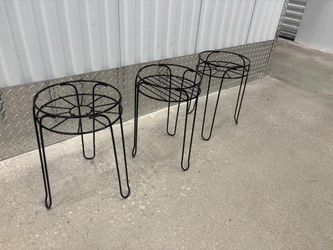 Three metal plant stand. 10” round ,15” high .. $25 for all