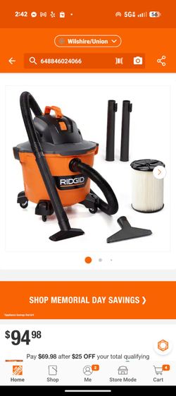 RIDGID 9 Gal. 4.25 Peak HP NXT Wet/Dry Shop Vacuum HD09001 – New
