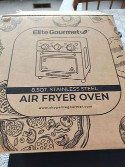 Stainless steel Elite Gourmet mini counter top 8.5 qt air fryer. Also toasts,broils and bakes