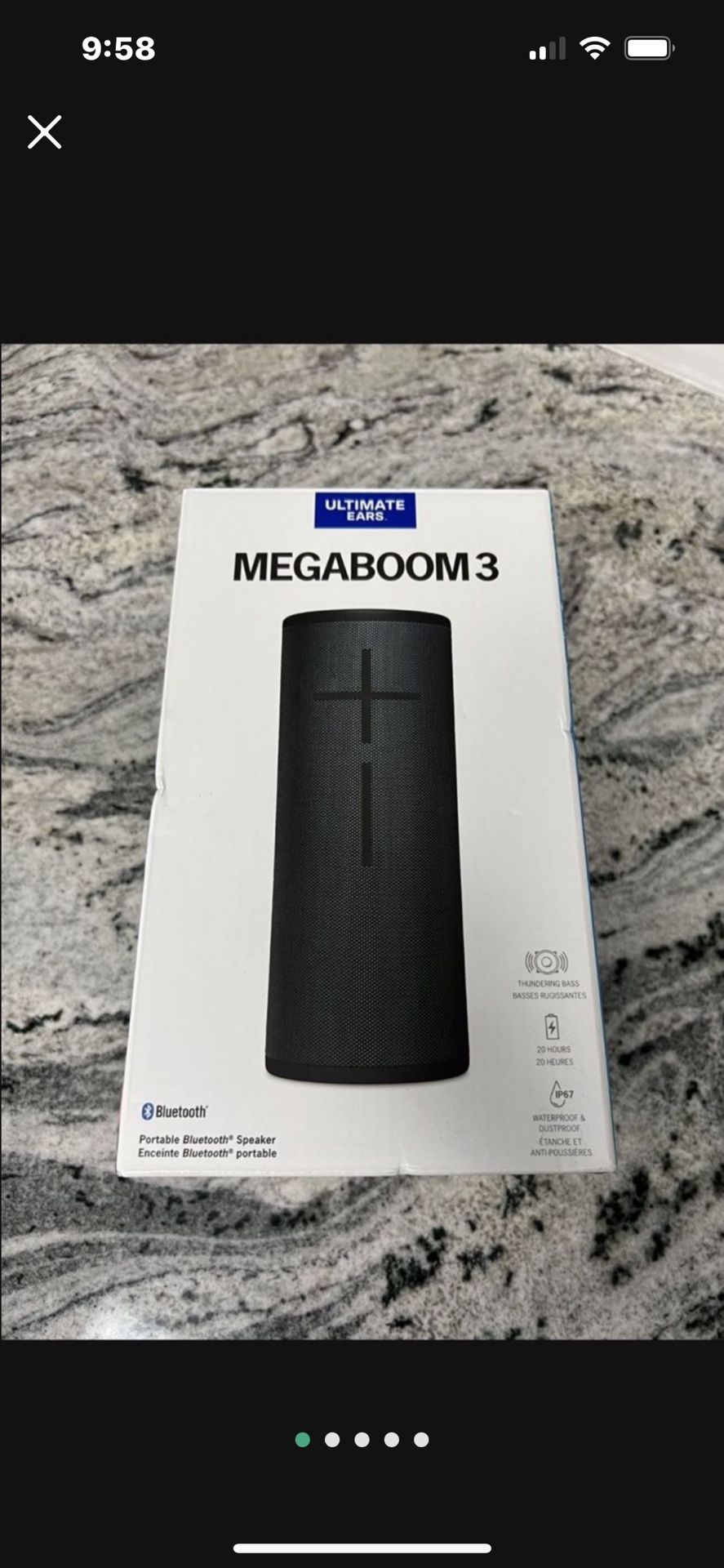 Bluetooth Speaker Ultimate Ears Mega Boom 3+ Power Up Charging Dock