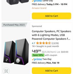 Brand New TV Or PC RGB LED Speakers 