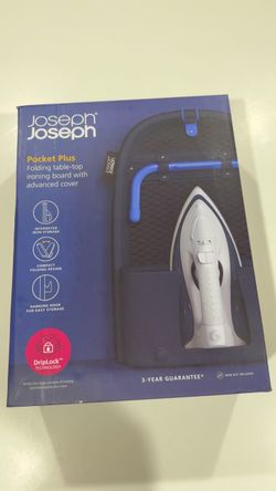 Joseph Joseph Pocket Plus Folding Space-Saving, Compact Tabletop Ironing Board, Black / Blue
