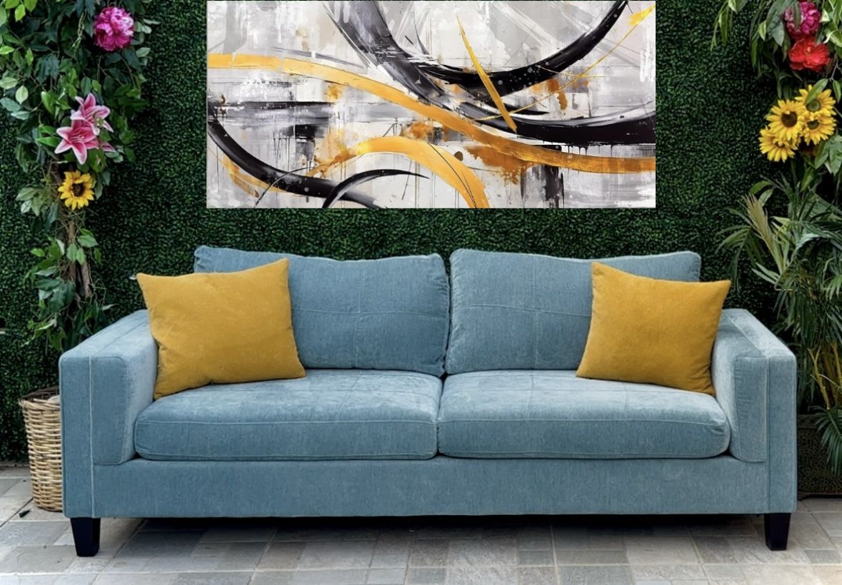 (Free Delivery 🚚) Turquoise Velvet-Like Couch