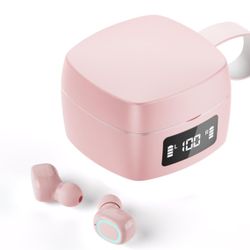 Pink Wireless Invisible Earbuds Small Ear Buds for Small Ears Bluetooth Discreet Small Earbuds for Small Ear Canals Hidden Headphones for Work Wireles